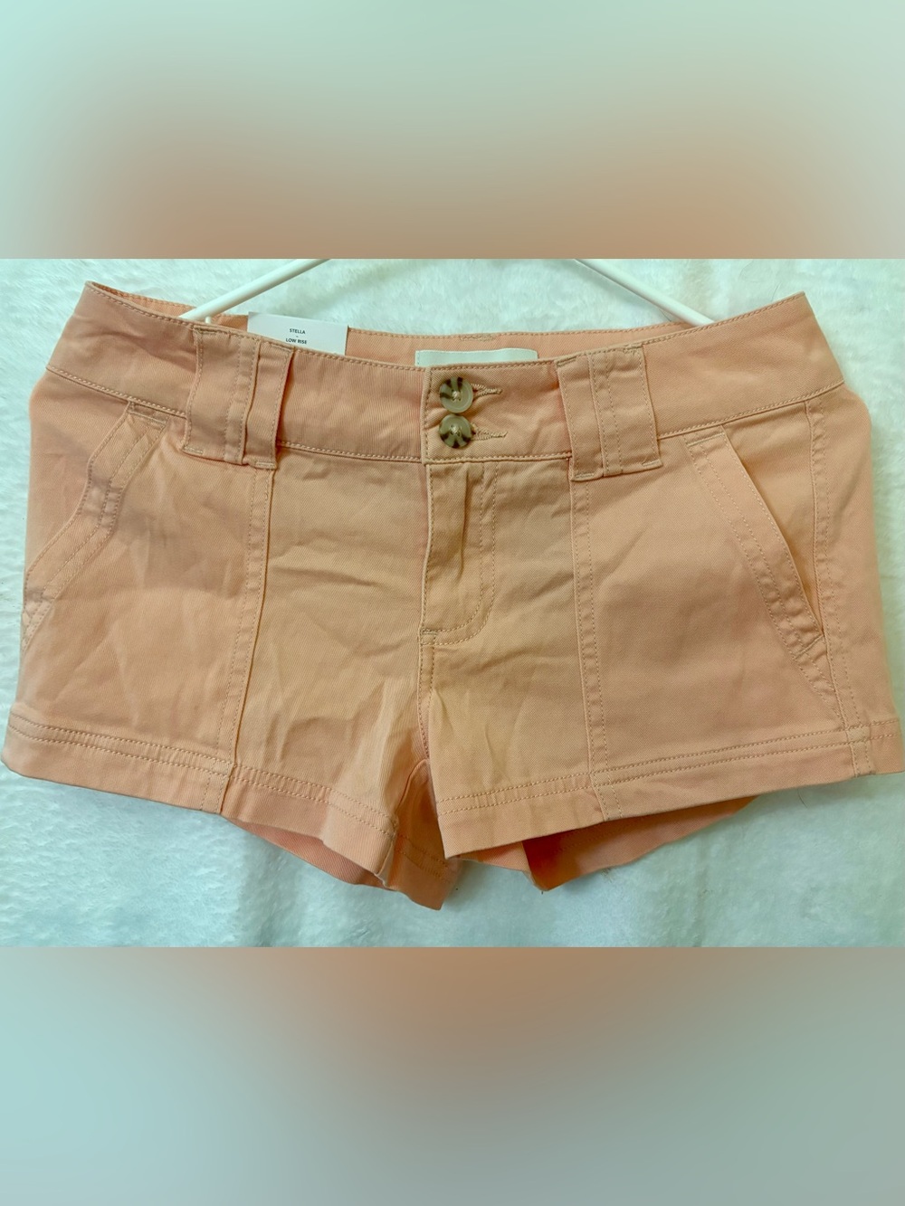 Buckle Women's Stella Low Rise  Peach Double-Button Cotton Shorts